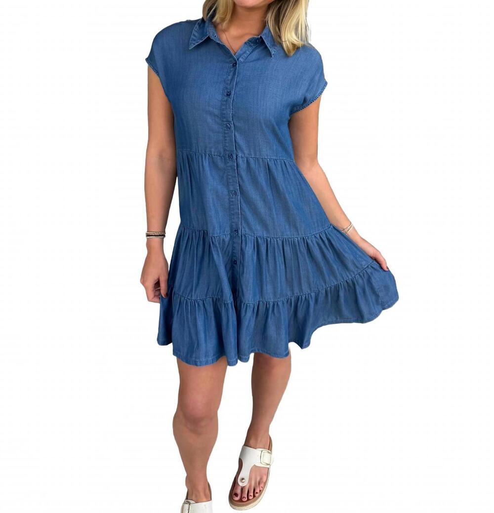 NEW MOLLY BRACKEN mid short sleeve dress in blue